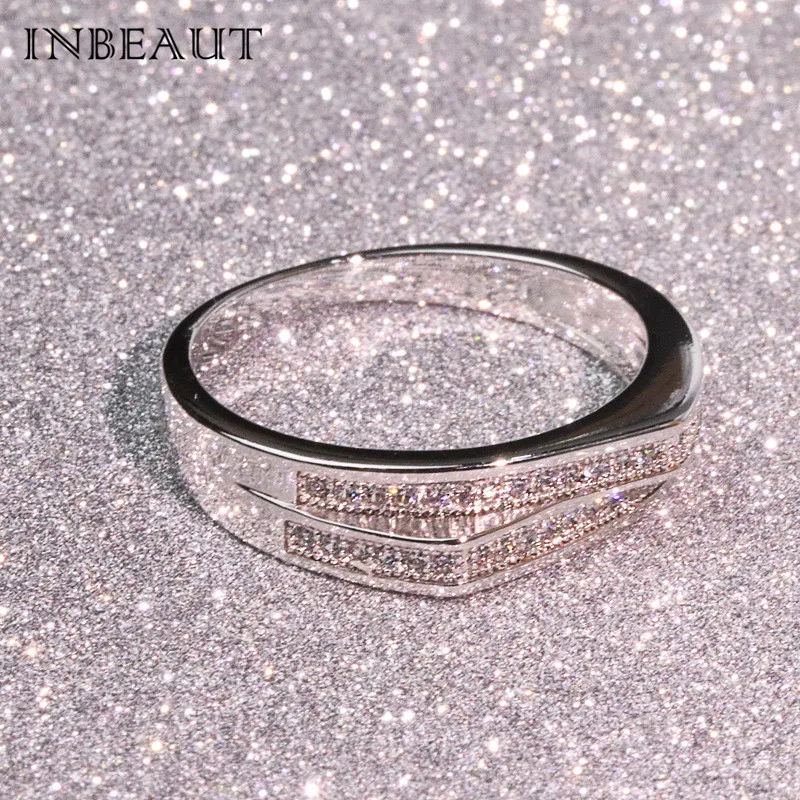 INBEAUT,, двойное раскол, корона, микро круглый, фианиты, вечерние, кольцо для женщин, трендовые, особые, любовь, кольца, элегантные ювелирные изделия
