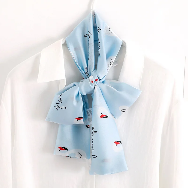 

Luxury Brand 2019 New Fashion Summer Silk Scarf Women Satin Neck Hair Tie Band Soft Beach Hijab Head Female Foulard