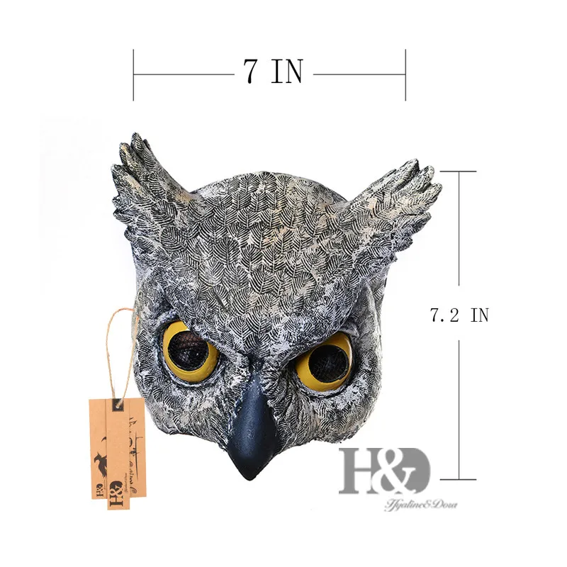 H & D 7 дюймов половина лица маски совы для взрослых Хэллоуин Маскарад косплей