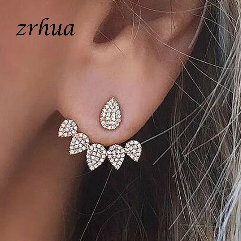 Женские серьги гвоздики ZRHUA 2018 с кристаллами и фианитами|Серьги-гвоздики| |