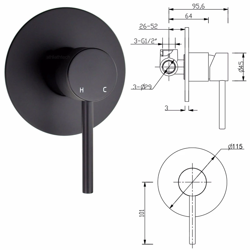 AODEYI латунный черный ручной душевой набор для ванной комнаты переключатель