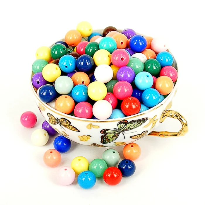 Оптовая продажа смешанные однотонные акриловые Круглые бусины-разделители для