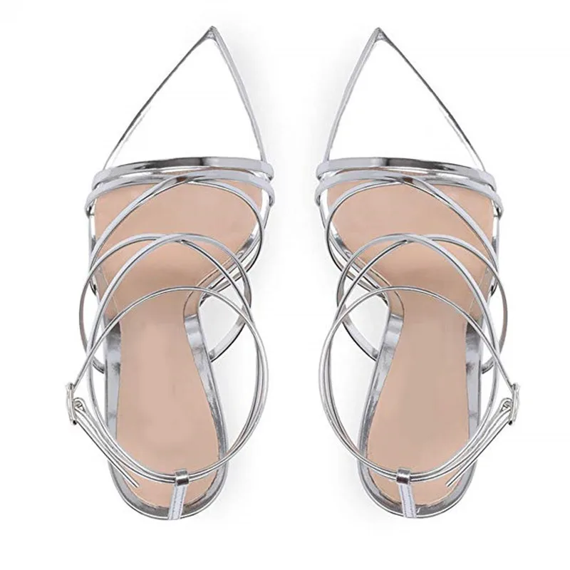 MStacchi Women Open Toe High Heel Sandals with Straps Sexy Strappy Dress Shoes Pointy Bottom Heels Ladies Stiletto Summer Shoes