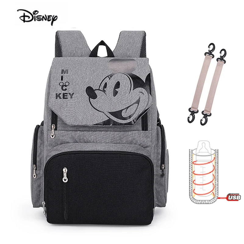 

DISNEY Minnie New Mummy Diaper Bag Fashion Double Shoulder Waterproof Mother Bag For Baby Nappies USB Warmer Maternity Backpack