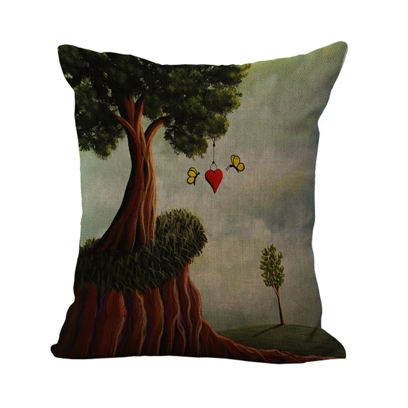 Мультяшная фантазия лес хлопок льняная Подушка C и моющаяся поясная подушка Милая для сиденья C101|linen cushion