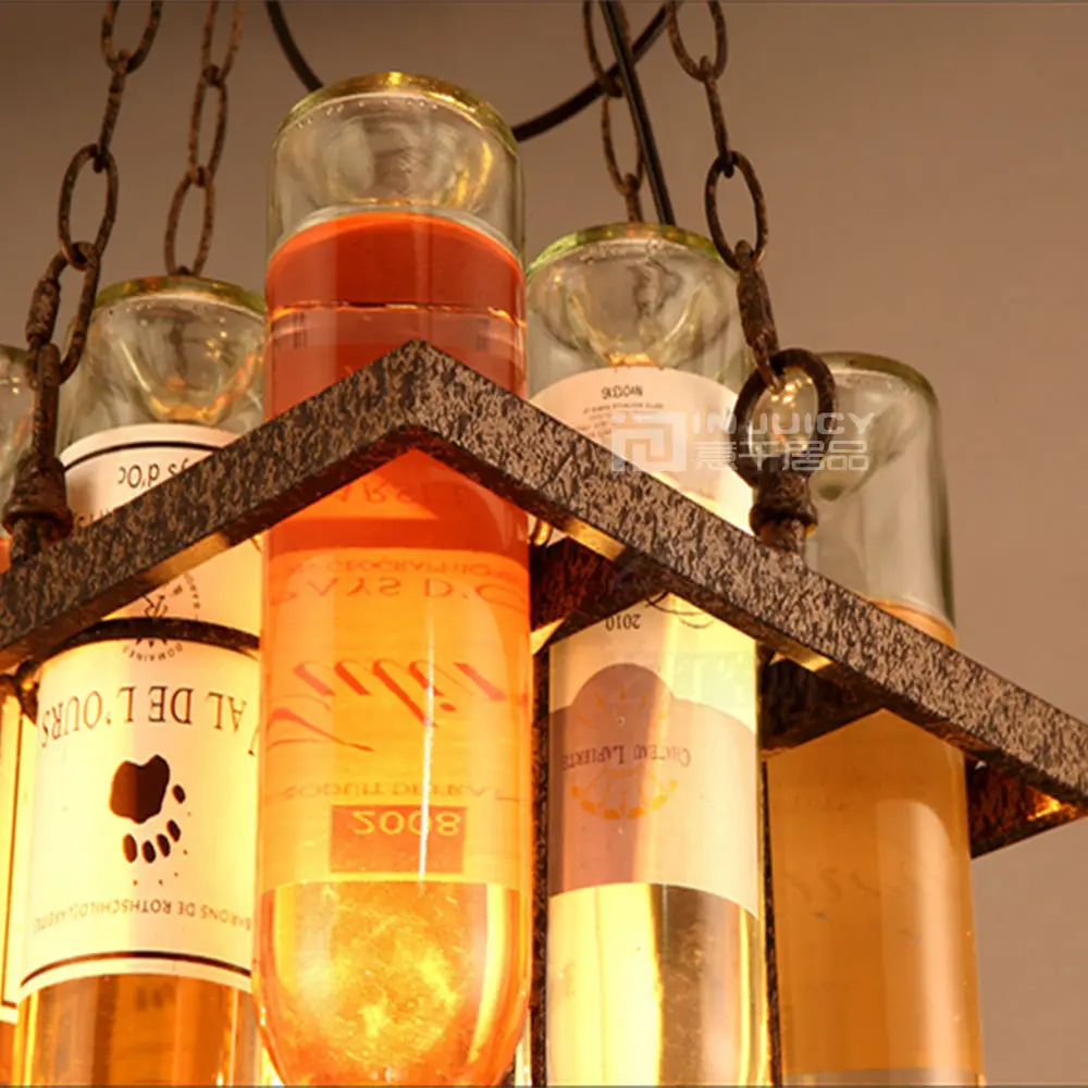 Винтажная Люстра для кафе лофт бара железная лампа винных бутылок потолочный