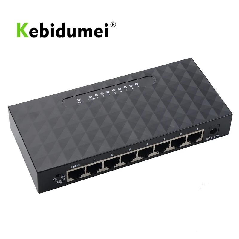 Kebidumei 8 портов Ethernet сетевой коммутатор 10/100/1000 Мбит/с RJ45 гигабитный концентратор