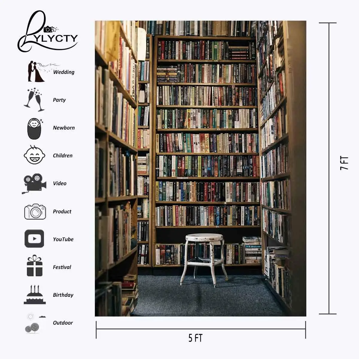 5x7ft фон для фотосъемки книжная полка полный книг студийный реквизит|Аксессуары