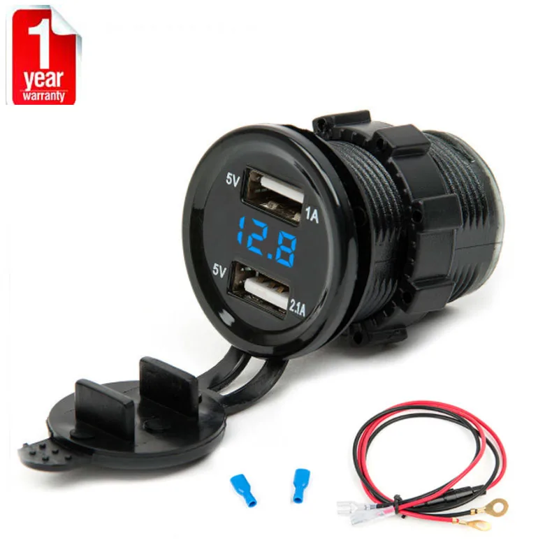 Автомобильное зарядное устройство с двумя usb портами 12 в пост. Тока В +