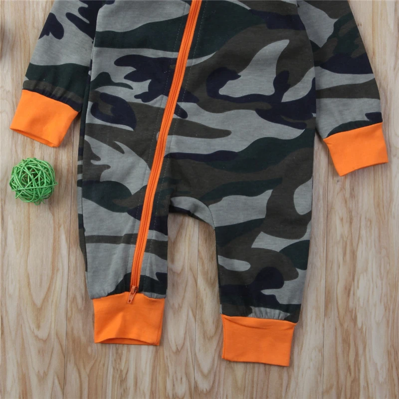 Emmababy для маленьких мальчиков длинные рукава ползунки камуфляж с капюшоном