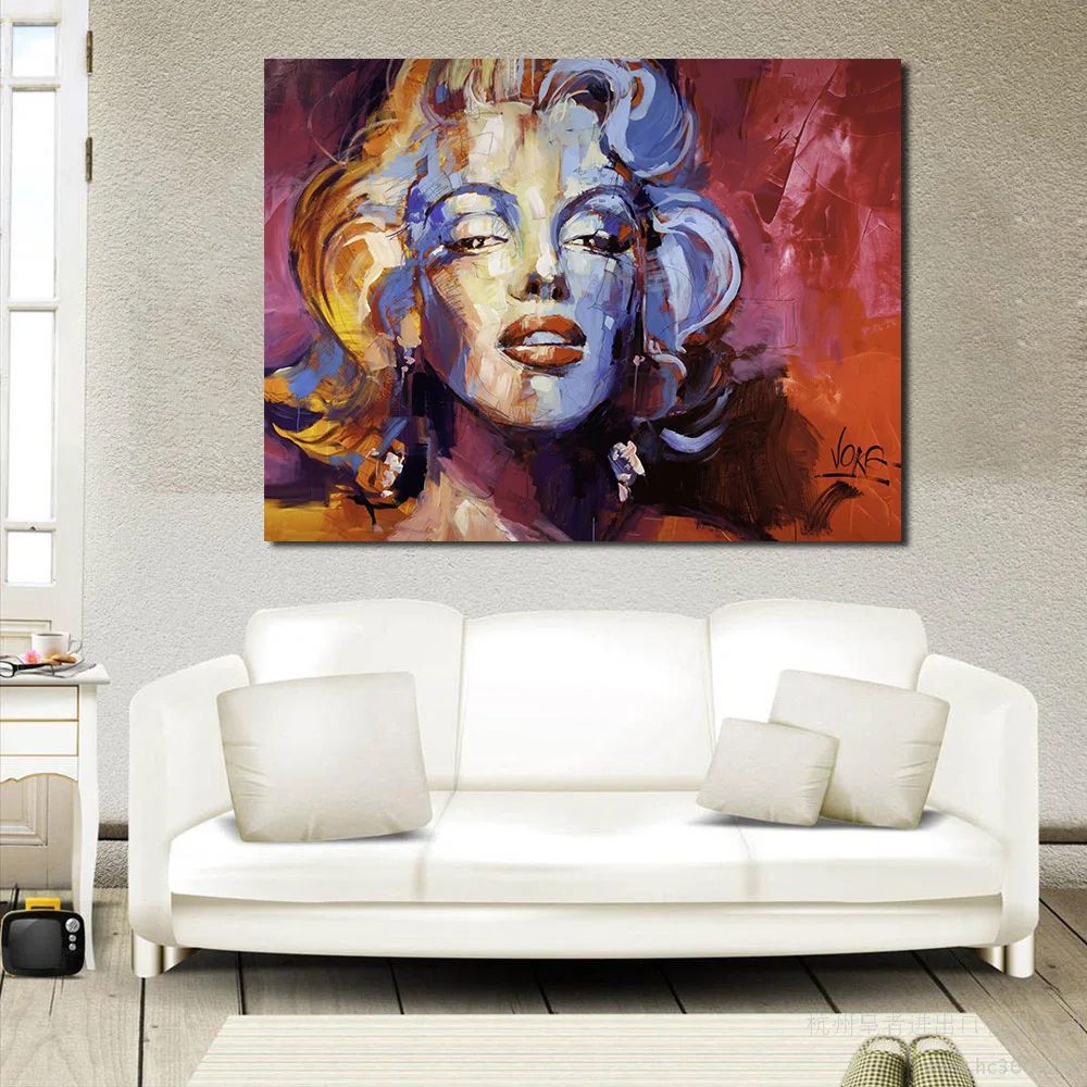 

JQHYART Abstract Painting Colorful Marilyn Monroe Vintage Portrait Canvas Painting Wall Art Picture for Living Room Poster Decor