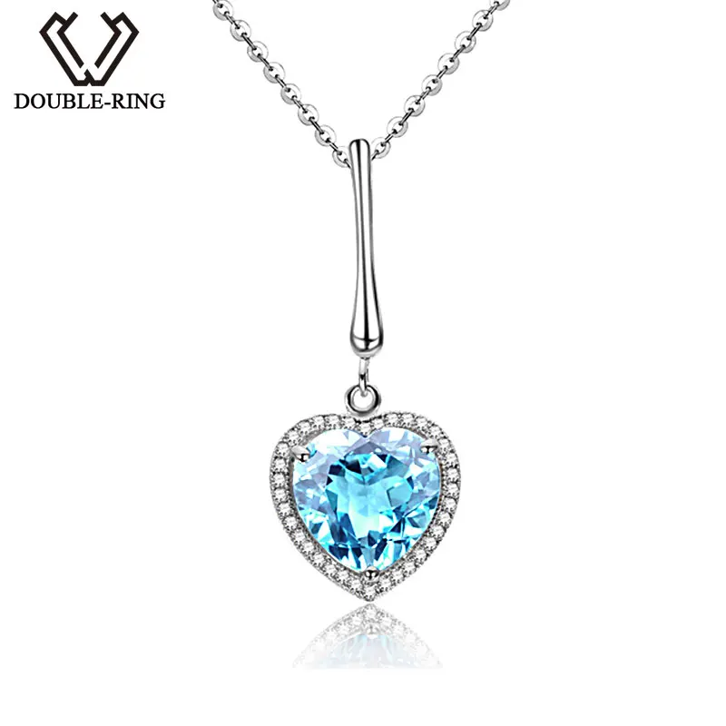 Женское ожерелье из серебра 925 пробы с натуральным голубым топазом | Украшения и