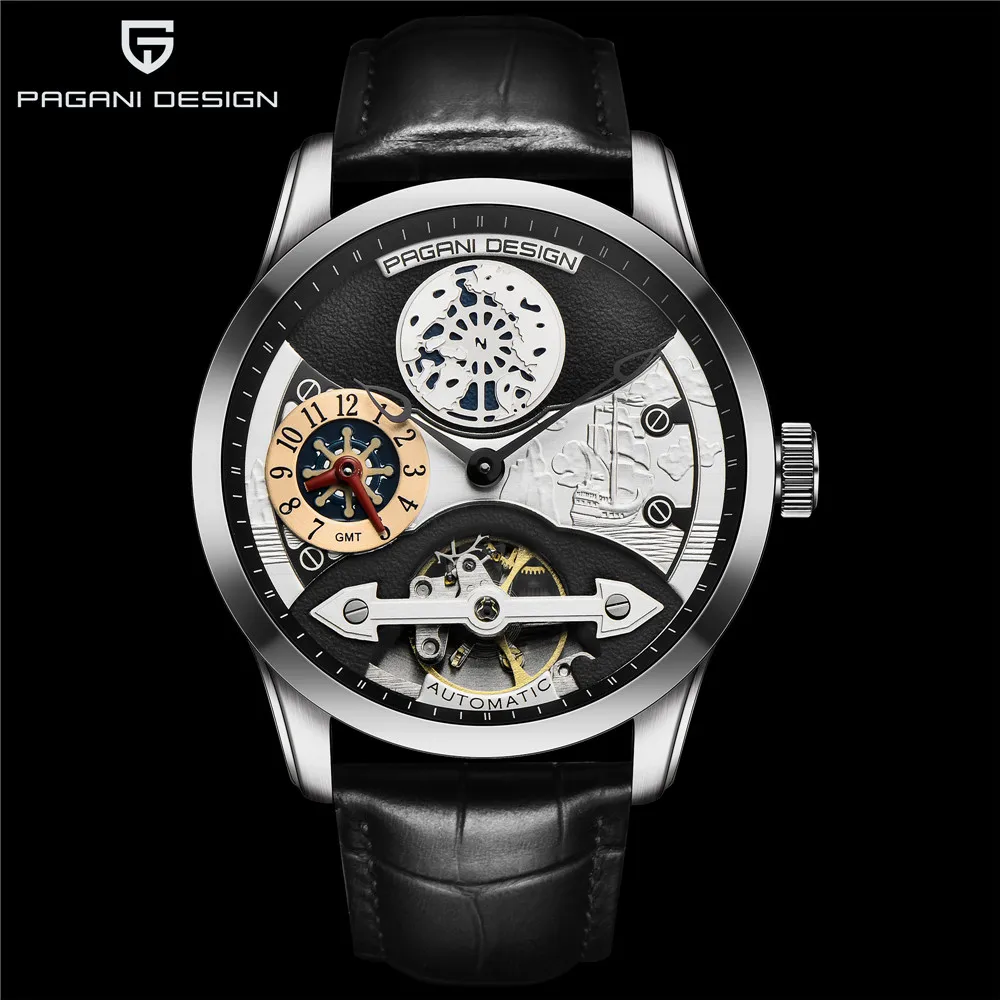 Часы PAGANI дизайнерские Роскошные Tourbillon механические водонепроницаемые 30 м из