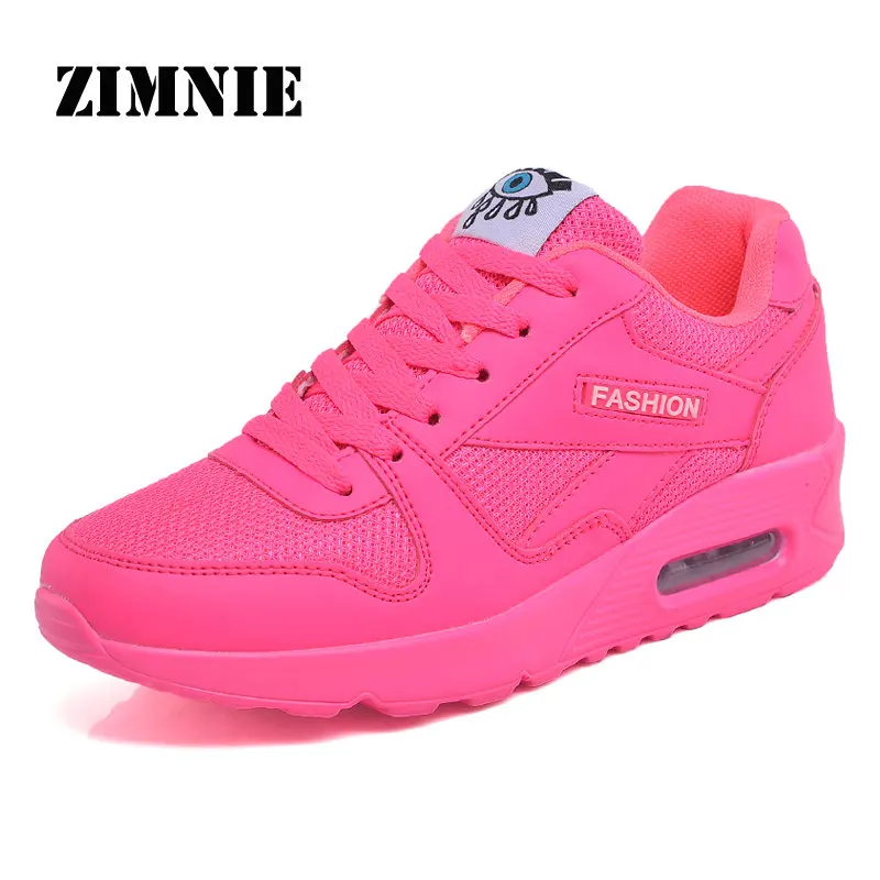 Rose Red ZIMNIE, новинка, женские дышащие кроссовки для бега, удобные, для спорта на открытом воздухе, для бега, для ходьбы, женские кроссовки, унисекс, обувь на воздушной подушке - Цвет: Rose Red