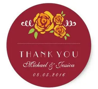 

1.5inch Yellow Rose Floral Wedding Thank You Sticker