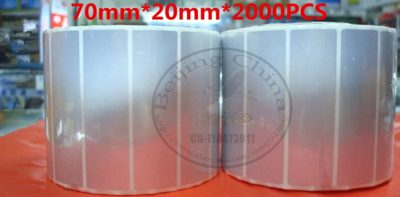 70 * 20mm 2000Pcs waterproof thermal transfer label printer paper tags matte silver PET blank handmade custom sticker | Компьютеры и