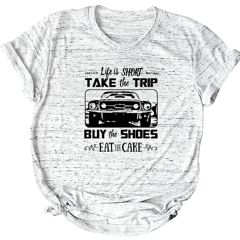 Romacci, женская футболка с коротким рукавом, круглый вырез, принт с машинками, буквами, 5XL размера плюс, футболка, TAKE the Trip, хлопок, крутые футболки, повседневные топы