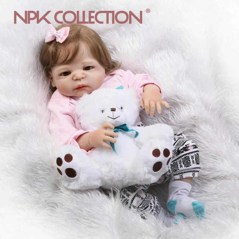 NPKCOLLECTION кукла для маленькой девочки 57 см полностью реалистичное Силиконовое тело