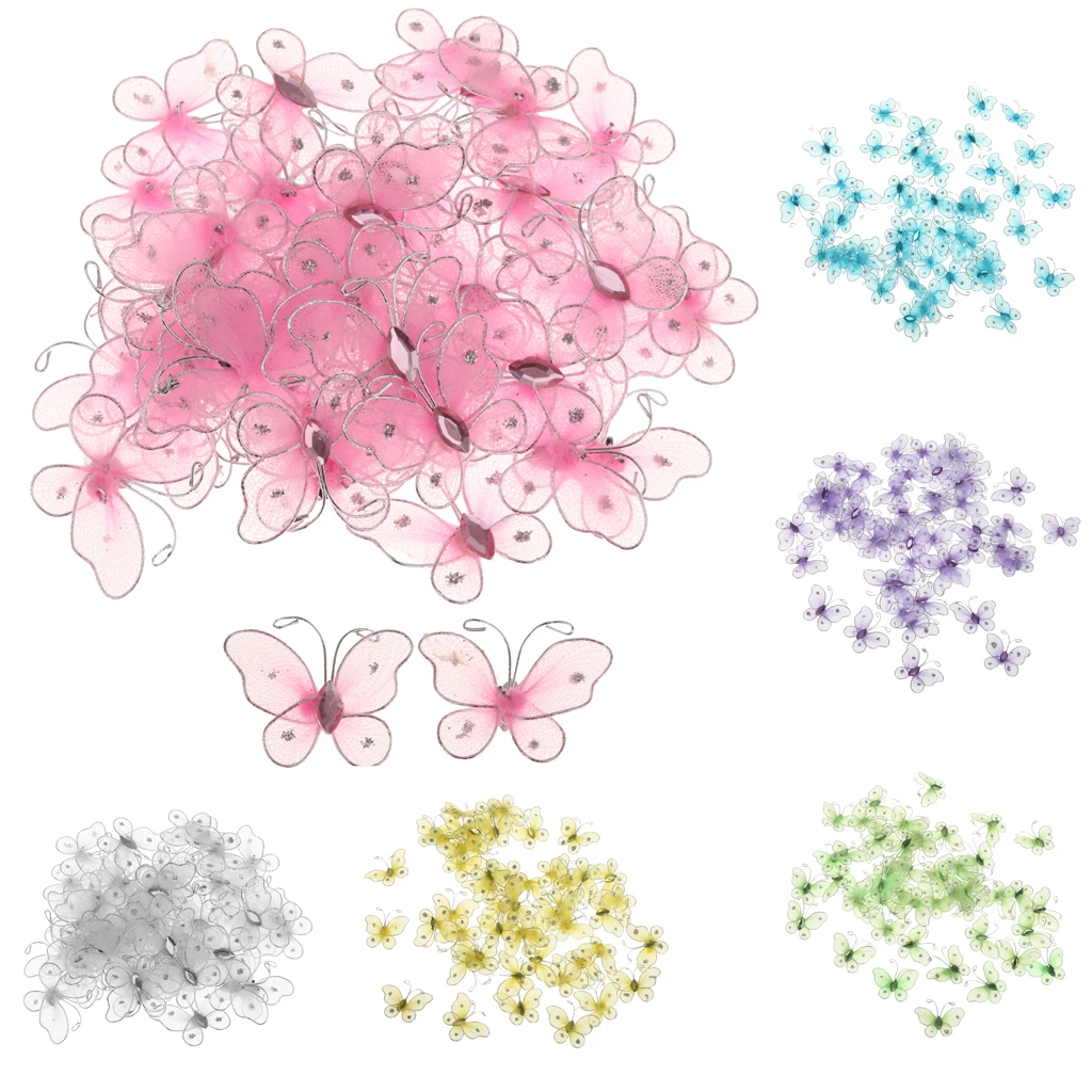 50 шт./компл. проводная сетка чулки Блестящая бабочка свадебное украшение сделай