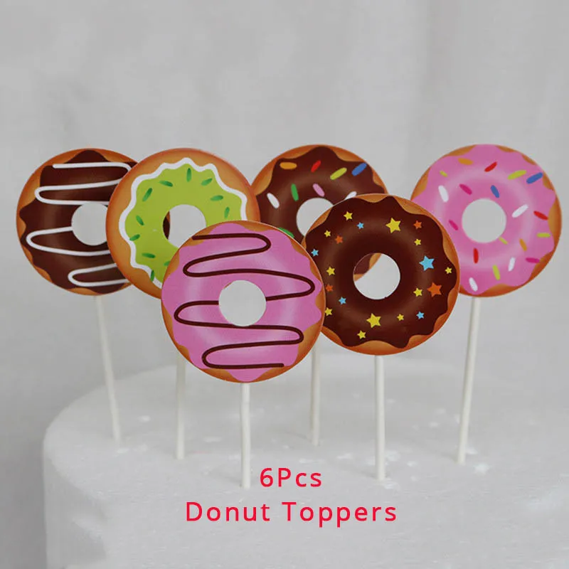 6Pcs donuts topper WEIGAO 6 шт. пончик Grow Up торт Топпер день рождения торт Декор вечерние принадлежности для детского душа первые топперы для торта на день рождения принадлежности - Цвет: 6Pcs donuts topper