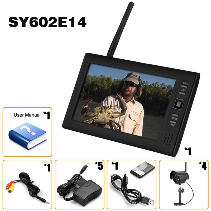 Беспроводная система видеонаблюдения с 7-дюймовым монитором 2 4 ГГц канала |