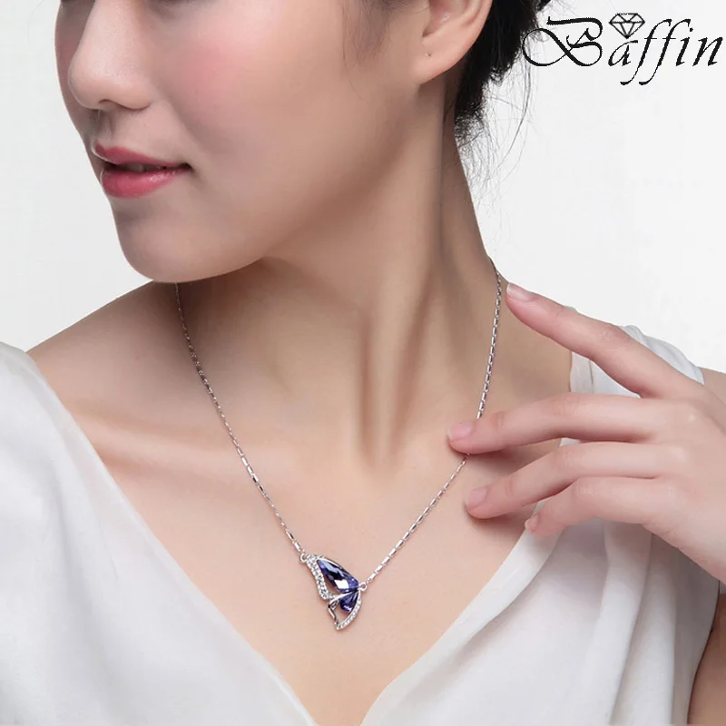 Baffin милая подвеска в виде бабочки ожерелье кристаллы от Swarovski Серебряная цветная
