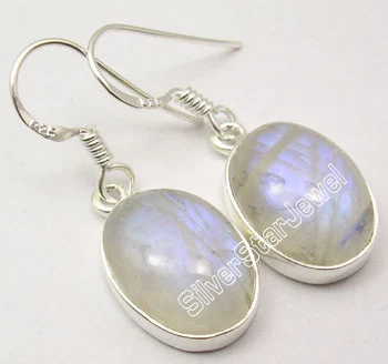 MOONSTONE Chanti Международный твердый Серебряный Синий огненный Лабрадорит Драгоценный камень красивые серьги-подвески 3,1 см - Окраска металла: MOONSTONE