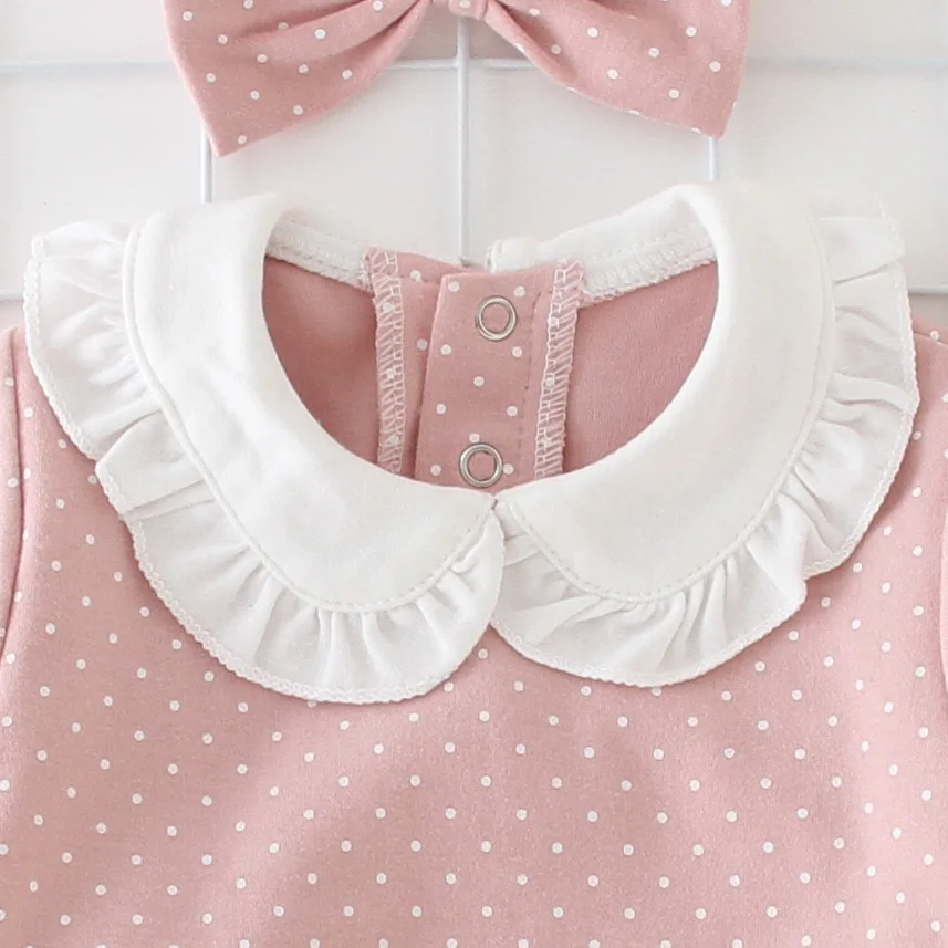 Baby Boy Clothes Newborn Toddler Polka Dot Print Long Sleeves Romper Headband 2 Pcs Clothing Sets For Infant Outfits | Мать и ребенок