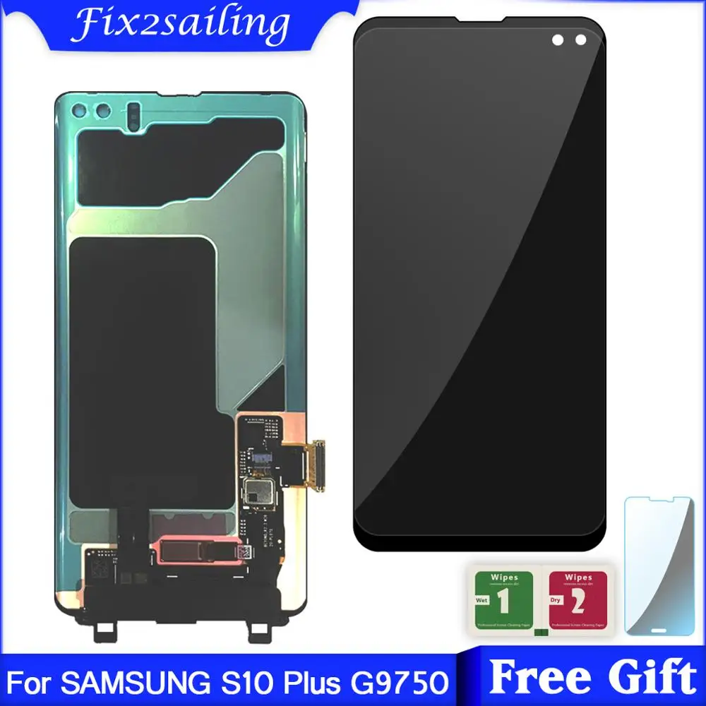 Оригинальный сменный ЖК дисплей S10 Plus с рамкой для SAMSUNG G973 G973F + G975 G975F сенсорный