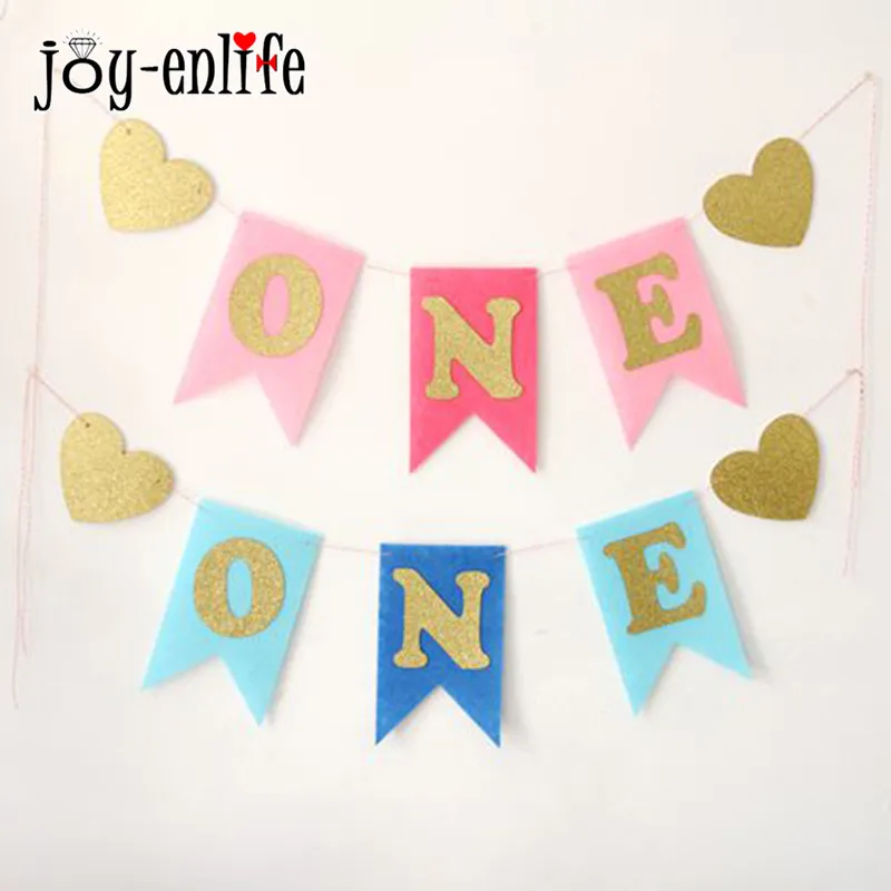 JOY-ENLIFE, 1 набор, декор для детского душа "один", гирлянда, баннер для ребенка, первый день рождения, Синий/Розовый баннер для девочки, мальчика, первый день рождения, вечерние принадлежности