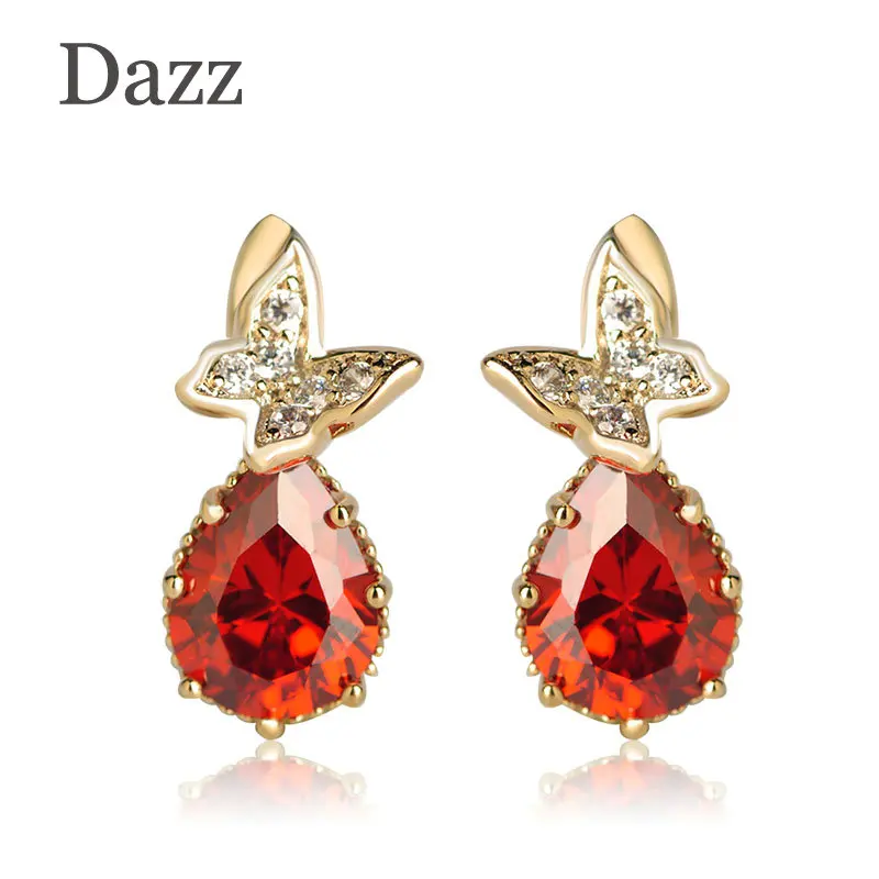 Dazz модная шпилька серьги полный стразы бабочка форма Медь Циркон ювелирные