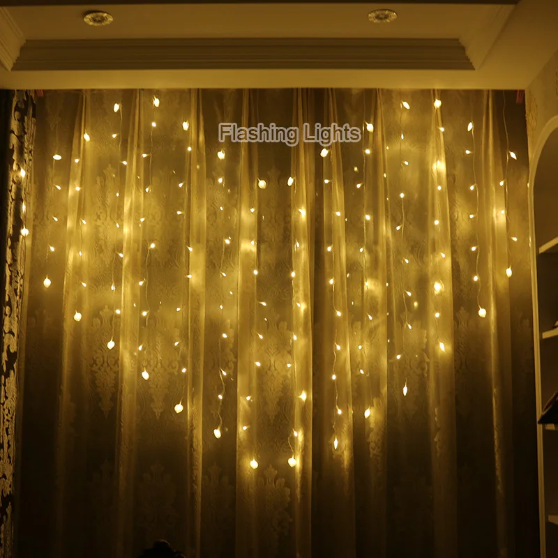 

AC220V 2x1.5m Heart Shape 128LED 34 Hearts LED String Holiday Light Christmas Wedding Home Decoration Curtain lights