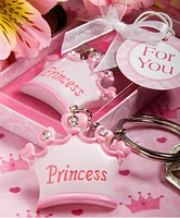 10pcs baby girl princess imperial crown key chain key ring ribbon gift box baby shower favor souvenir wedding gift