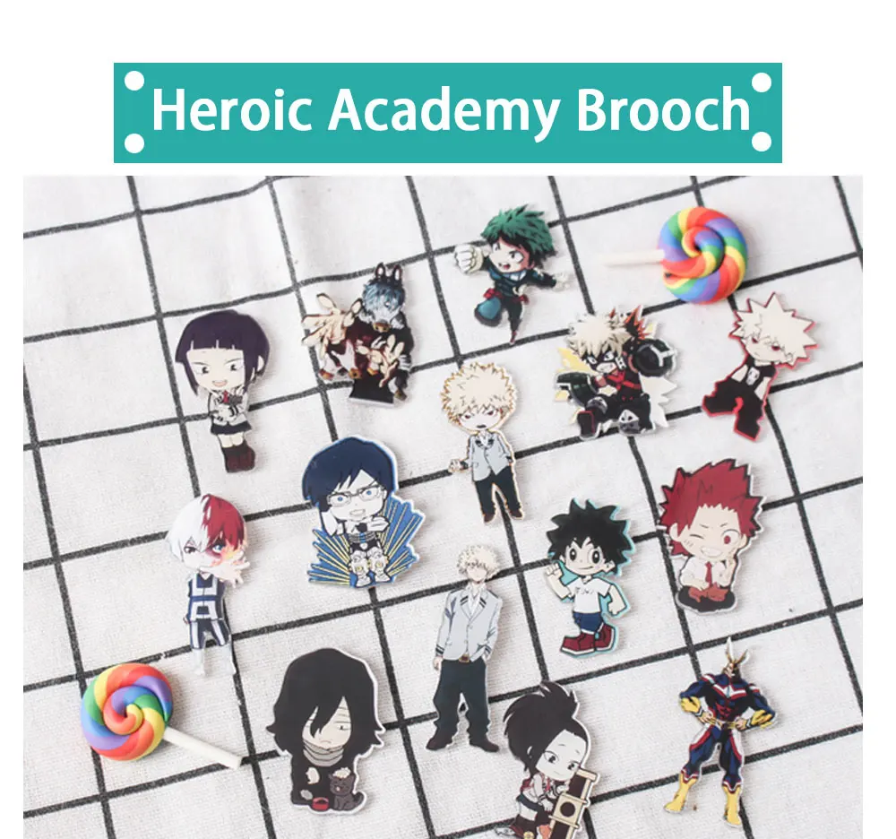1 шт. микс My Hero Academy Мультяшные значки на булавке Kawaii значок bacgets на рюкзак значки на одежду акриловые значки Z59