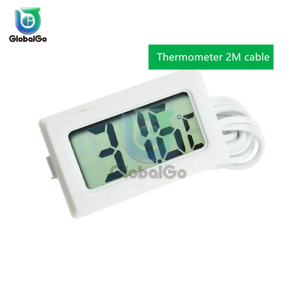 Thermometer 2m Cable Мини ЖК-цифровой измеритель температуры и влажности для помещений и улицы, термометр-гигрометр, датчик температуры, дисплей, домашний морозильник - Цвет: Thermometer 2m Cable