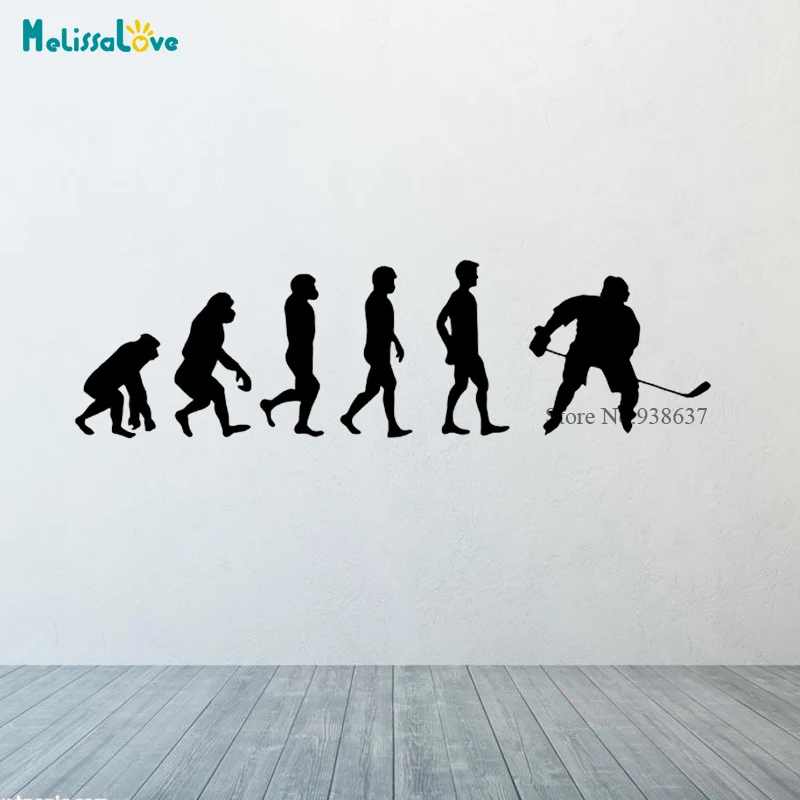 Sticker evolution of Hockey Player Ice Goalkeeper sportsman Wall Decals For Boys Kids room Nursery Stickers Art CL314 | Дом и сад