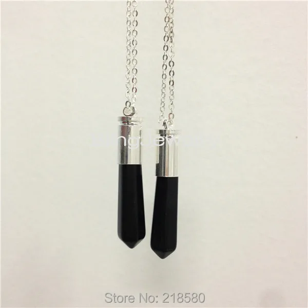 

SN-052 Healing Stone Point Necklace,Black Onyx Bullet Necklace Gold or Silver
