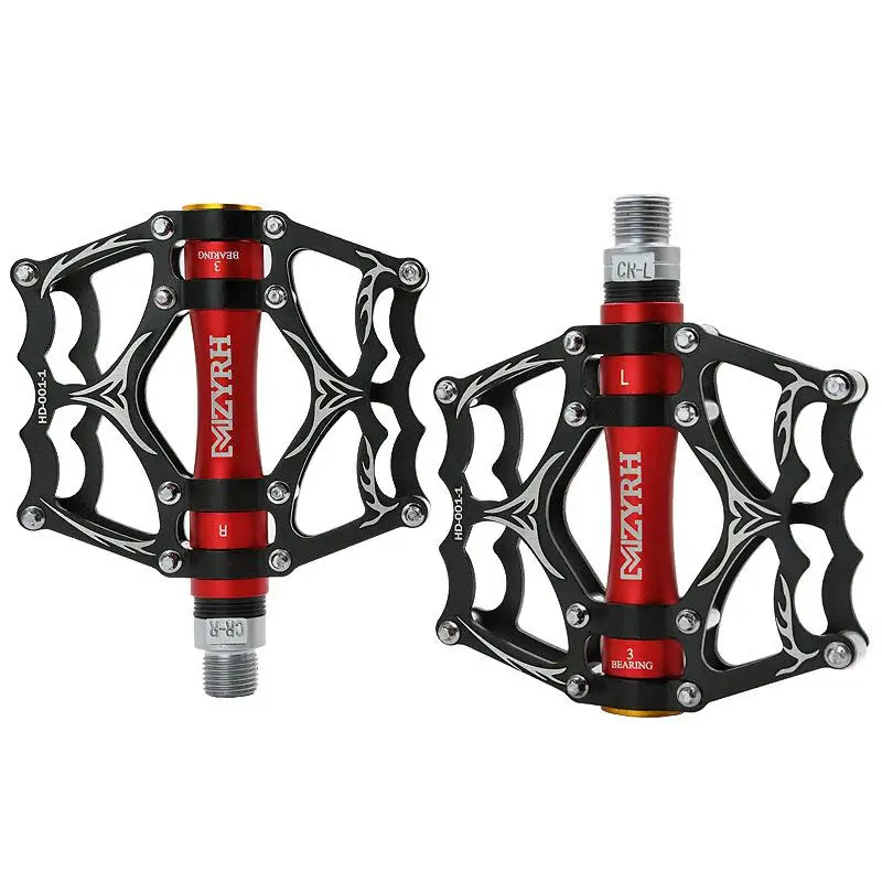 Black red Велосипедная педаль для горного велосипеда MTB, подвесной светильник для горного велосипеда, велосипедные педали из алюминиевого сплава, 3 шарикоподшипника, педали BMX, Аксессуары для велосипеда - Цвет: Black red