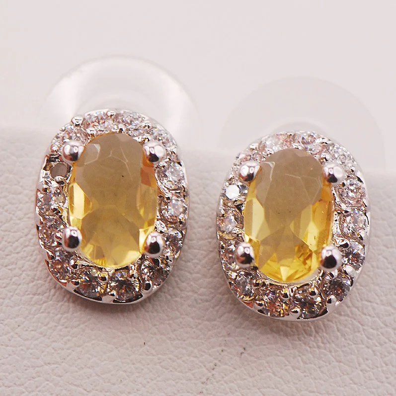 

Женские серьги из стерлингового серебра 925 пробы с желтым кристаллом и цирконием TE481