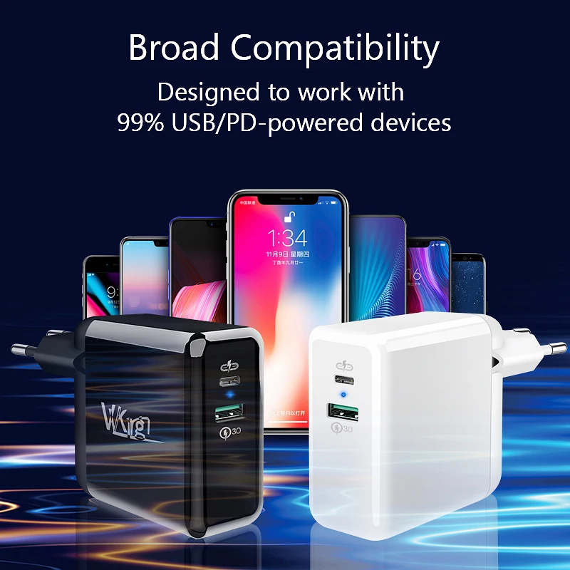 VVKing USB C PD быстрое зарядное устройство 36 Вт двойная Быстрая зарядка 3 0 для iPhone 11 Pro