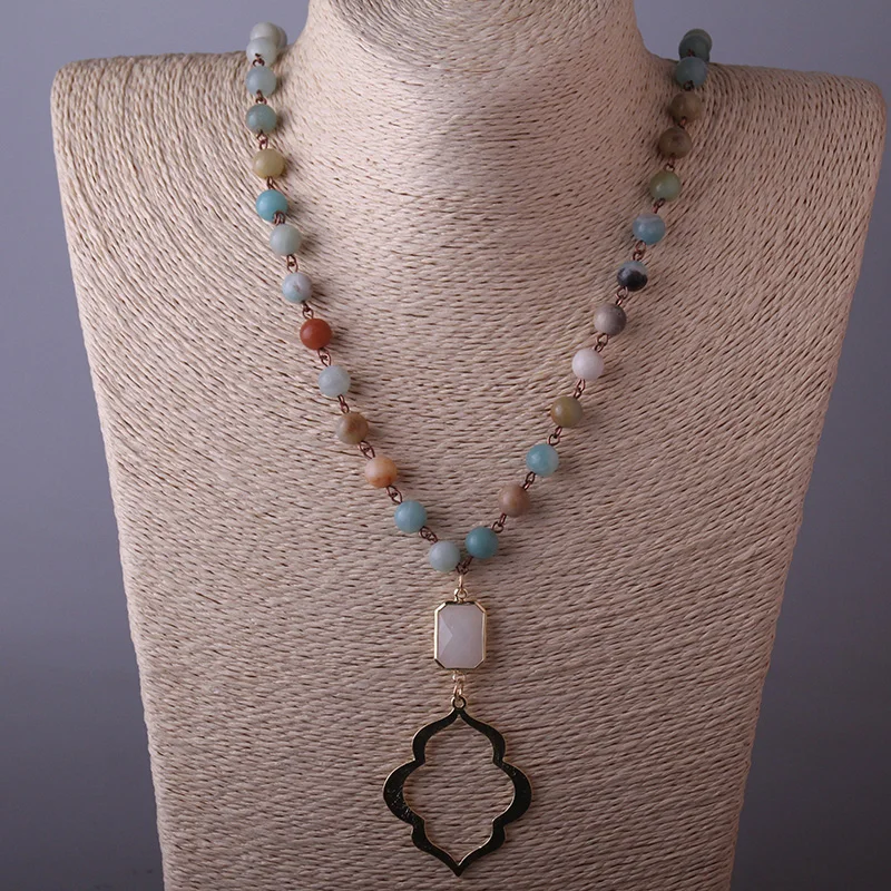 Модные камни амазонита богемные этнические ювелирные изделия Кристалл L губа