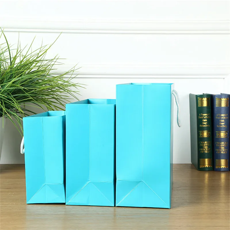 

100pcs/lot Gift Bags With Handles 6 Sizes Boutique 4 colors Paper Bags packaging for gifts,jewelry Gift Tote paper bag for gift