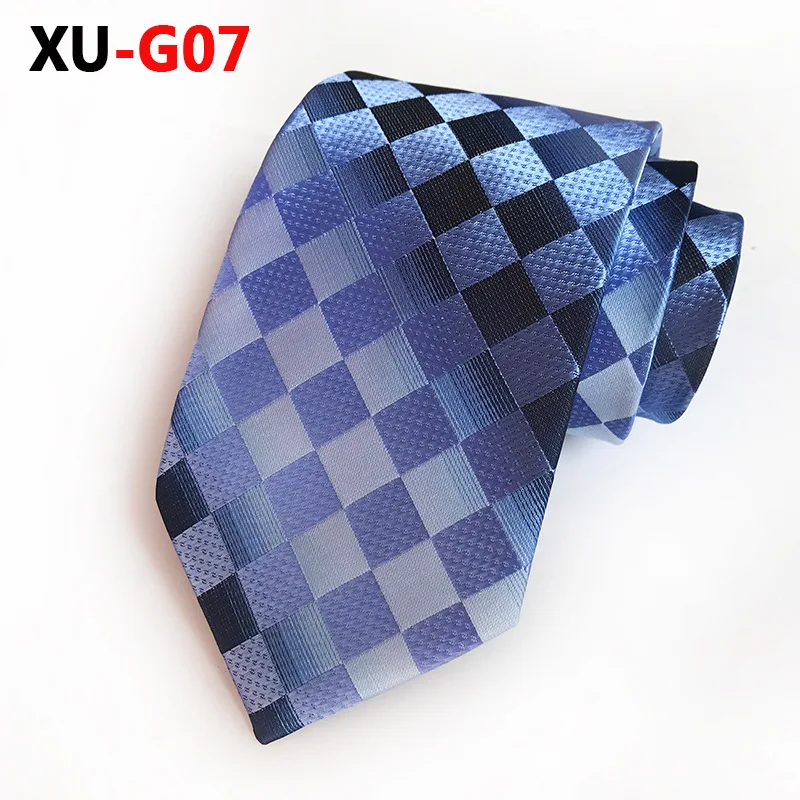 

New Classic Blue Checks Jacquard Woven Silk Men's Necktie