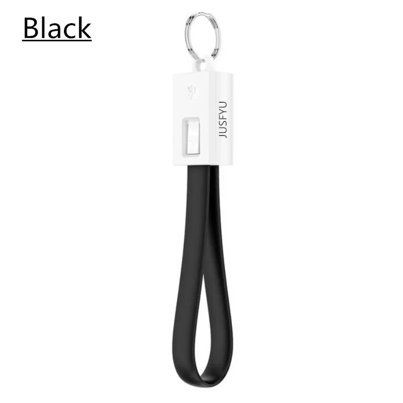 Black Портативный usb-кабель типа C для быстрой зарядки и синхронизации данных, разноцветный кабель-лапша, брелок, кабель type-C для Xiaomi Mi5 samsung S9, usb-кабель - Тип штекера: Black