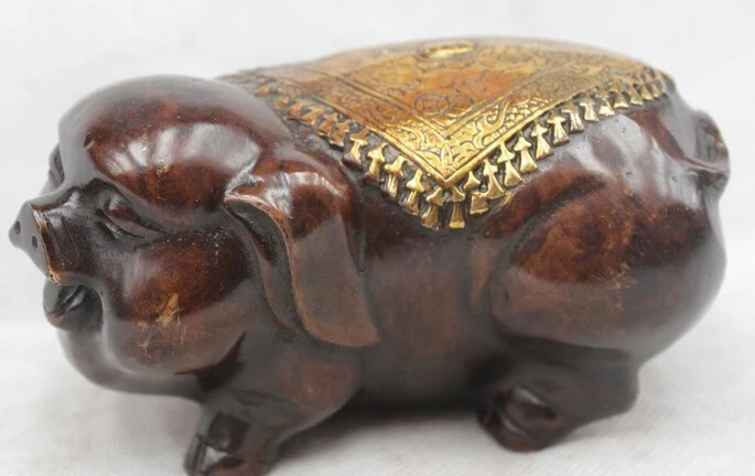 3 &quotкитайская Бронзовая позолота Зодиак Год деньги Свинья богатство животное фу