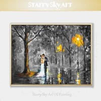 fashion wall art hand painted high quality black and white colors wedding art knife painting textured knife wedding oil painting