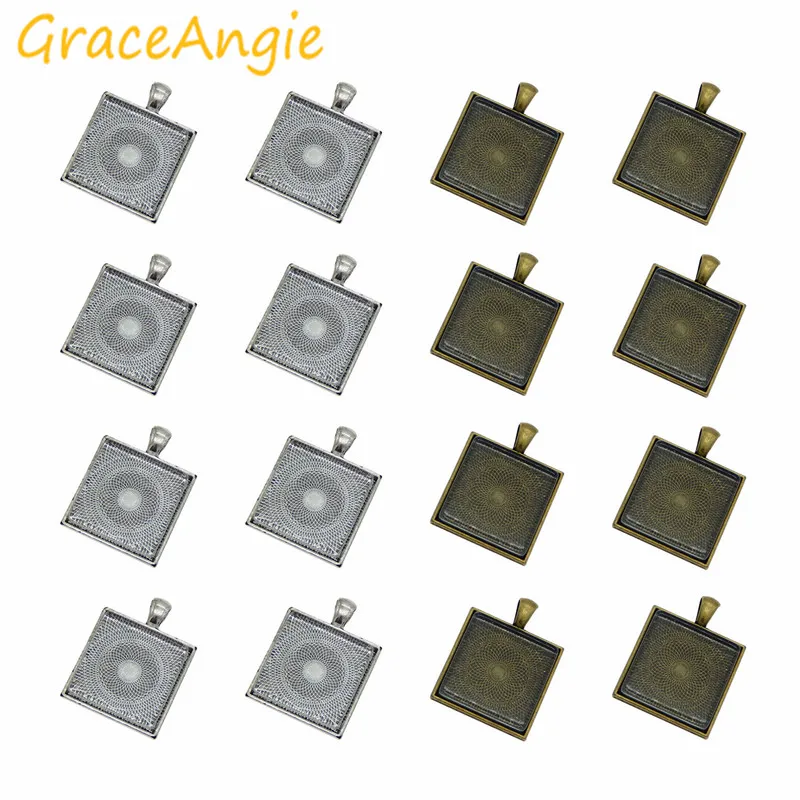 GraceAngie 2 комплекта квадратная металлическая база из старинной бронзы