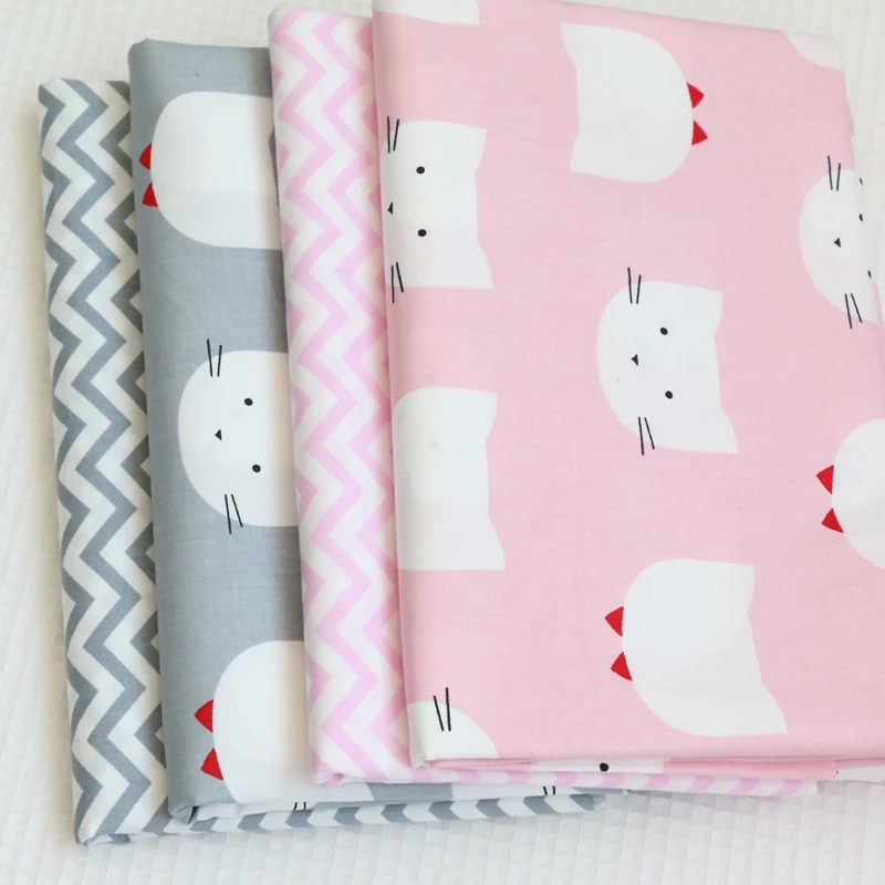 100% хлопковая Лоскутная Ткань с принтом кошек и волн для рукоделия ткань шитья