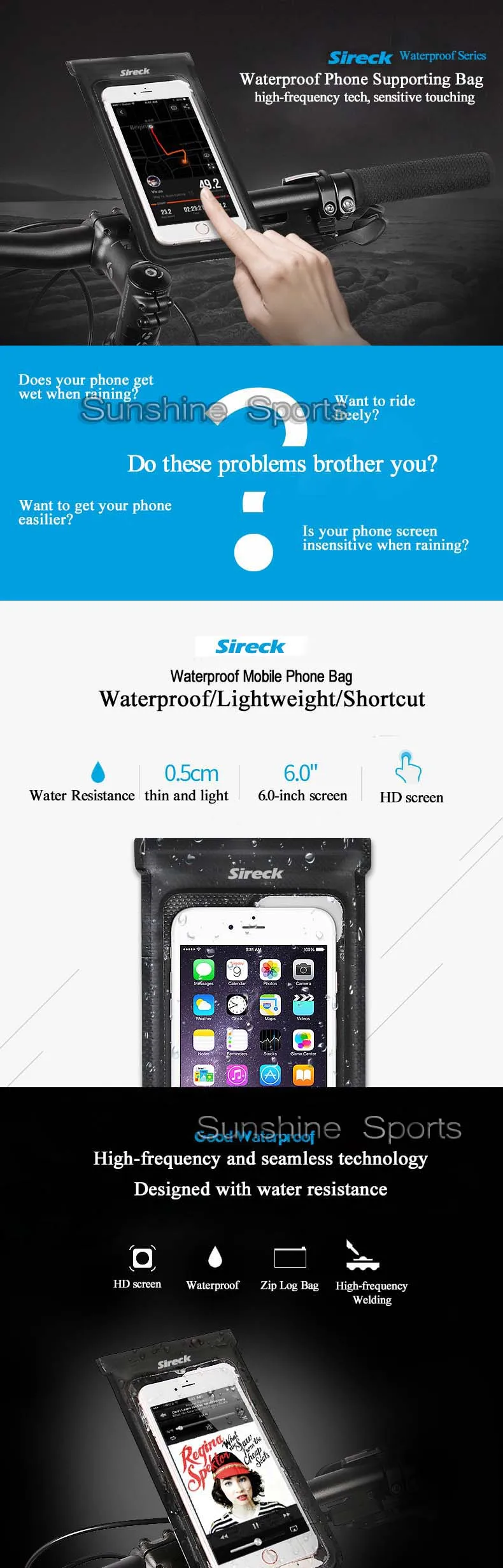 Sireck Универсальный дорожный горный велосипед держатель для телефона ПВХ водонепроницаемый велосипедный Руль держатель для мобильного смартфона gps подставка