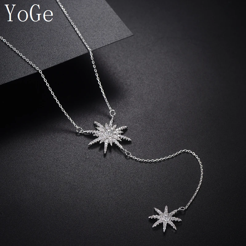 YoGe ювелирные украшения P1177 Роскошный AAA CZ Подсолнух длинный кулон женское